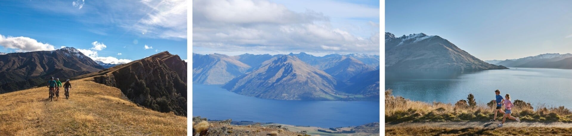 Mountain ranges and elevated hiking and biking trails in Queenstown.