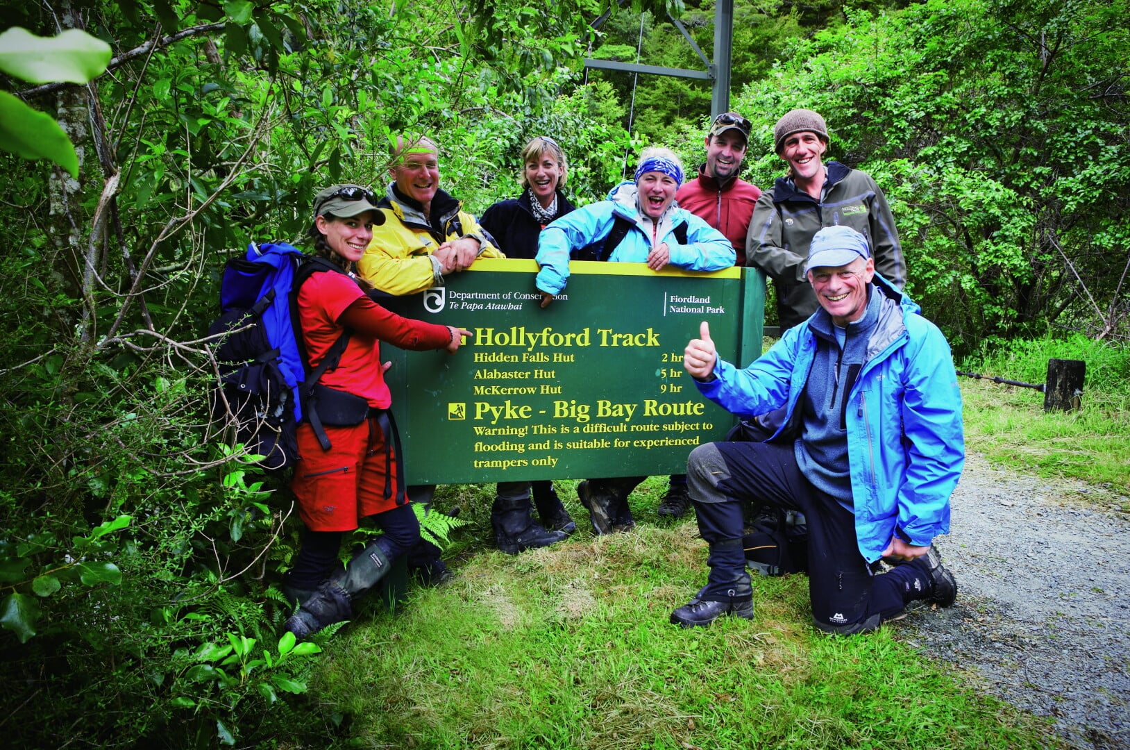 Group at the start of the Hollyford Track. 