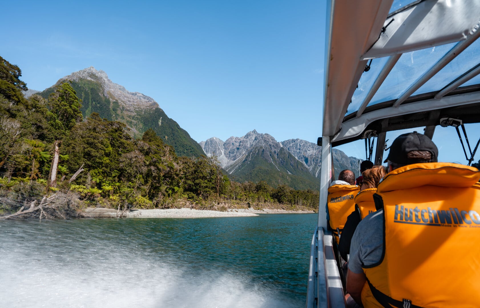 Whakatipu Waitai / Lake McKerrow water taxi.