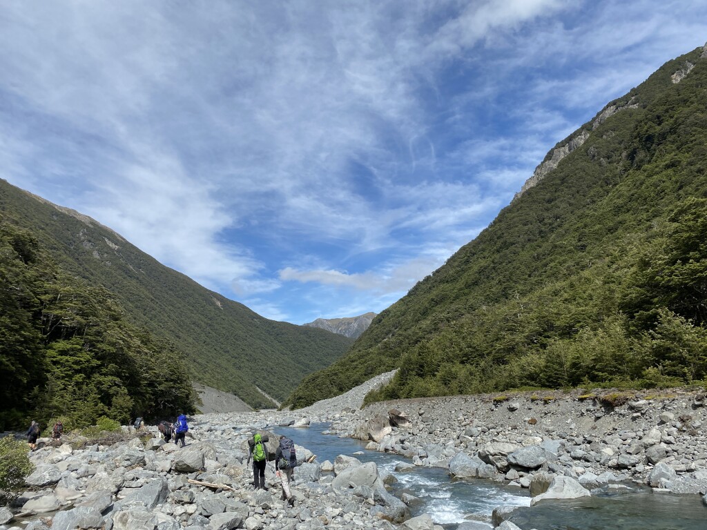 Following rivers is an integral part of back-country travel in New Zealand