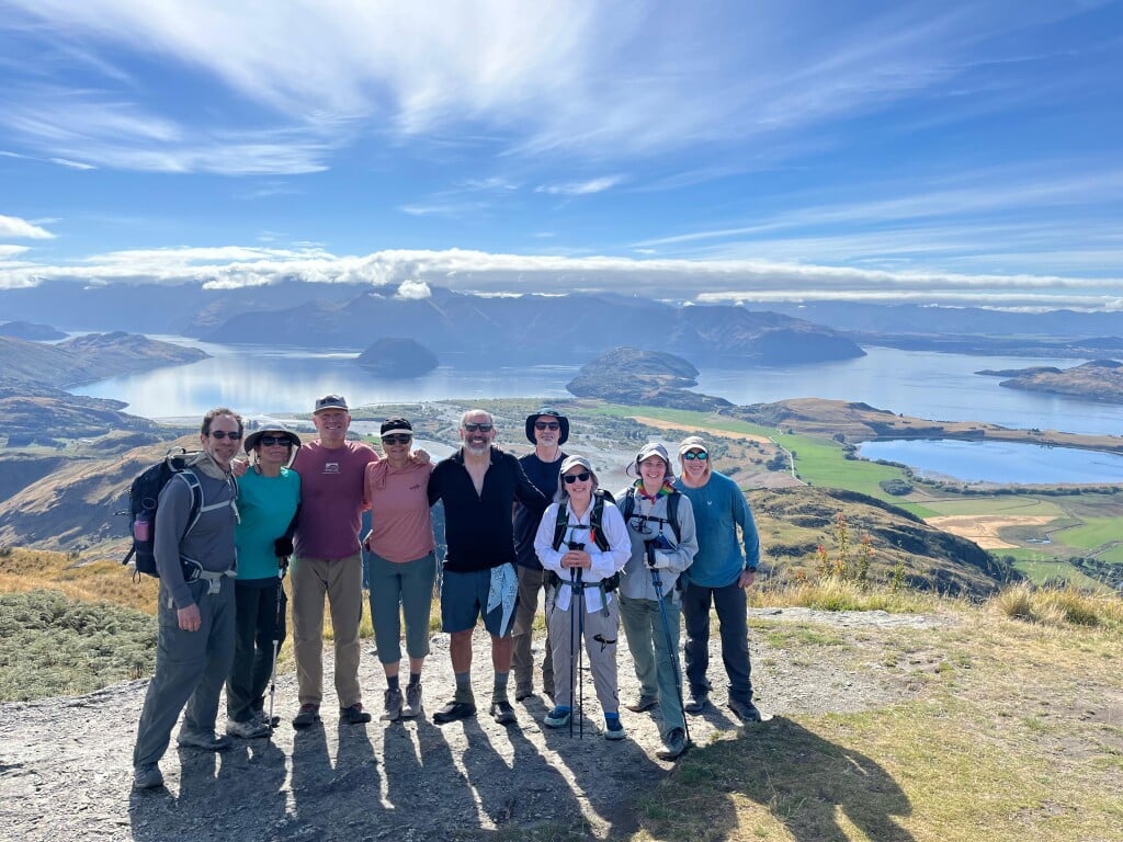 A small group, a great guide, and a view from Rocky Mountain that says it all.