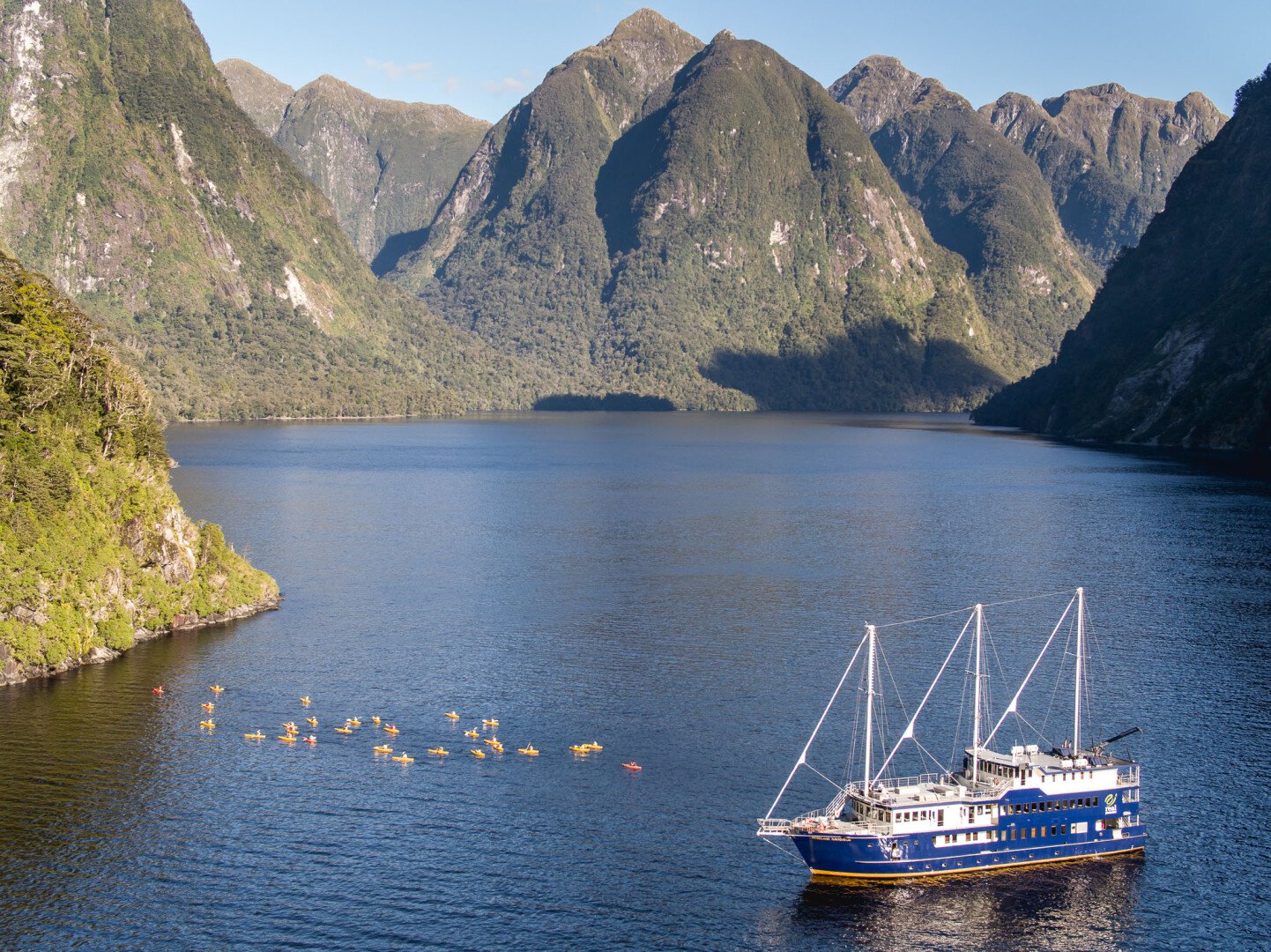 Enjoy comfortable lodgings aboard the Fiordland Navigator on an overnight cruise through Doubtful Sound.