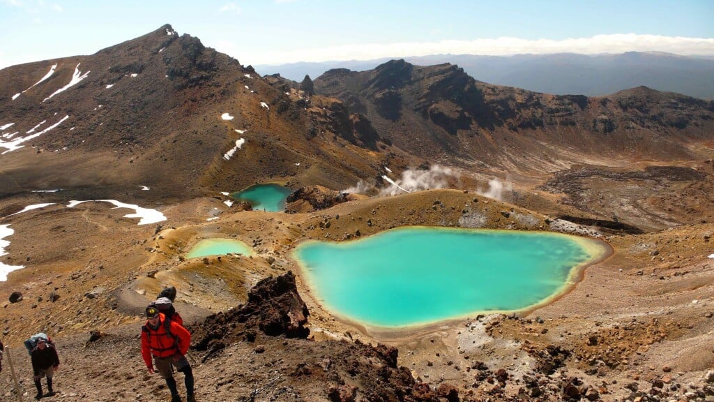 We pass along the Tongariro Alpine Crossing - a section of the multi-day Northern Circuit route.