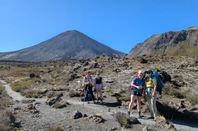 Summer group hiking Tongariro 