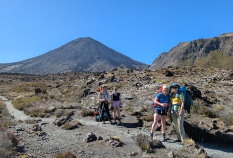Summer group hiking Tongariro 