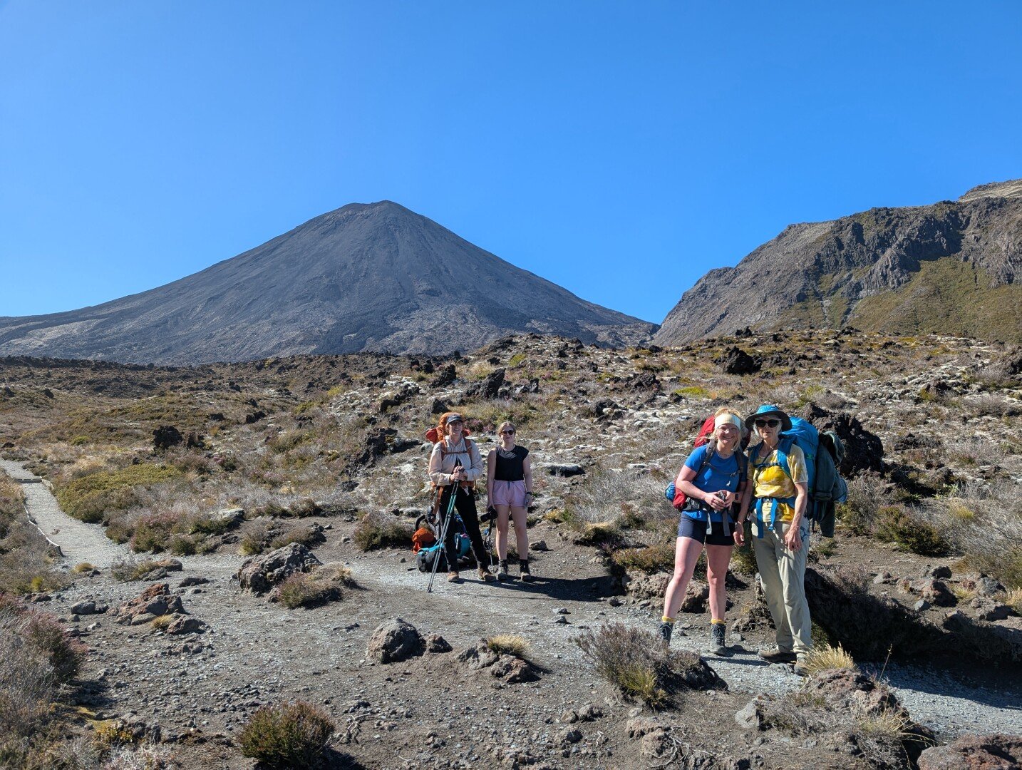 Summer hiking at its best. Mt Ruapehu in the distance.