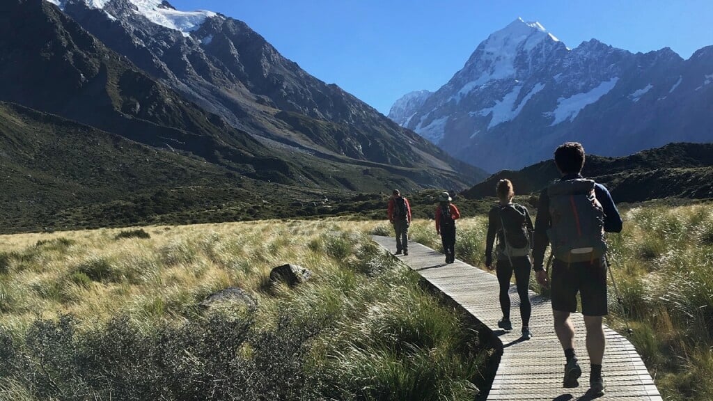 The walk up Hooker Valley is one of the most popular walks in Aoraki/Mt Cook National Park.